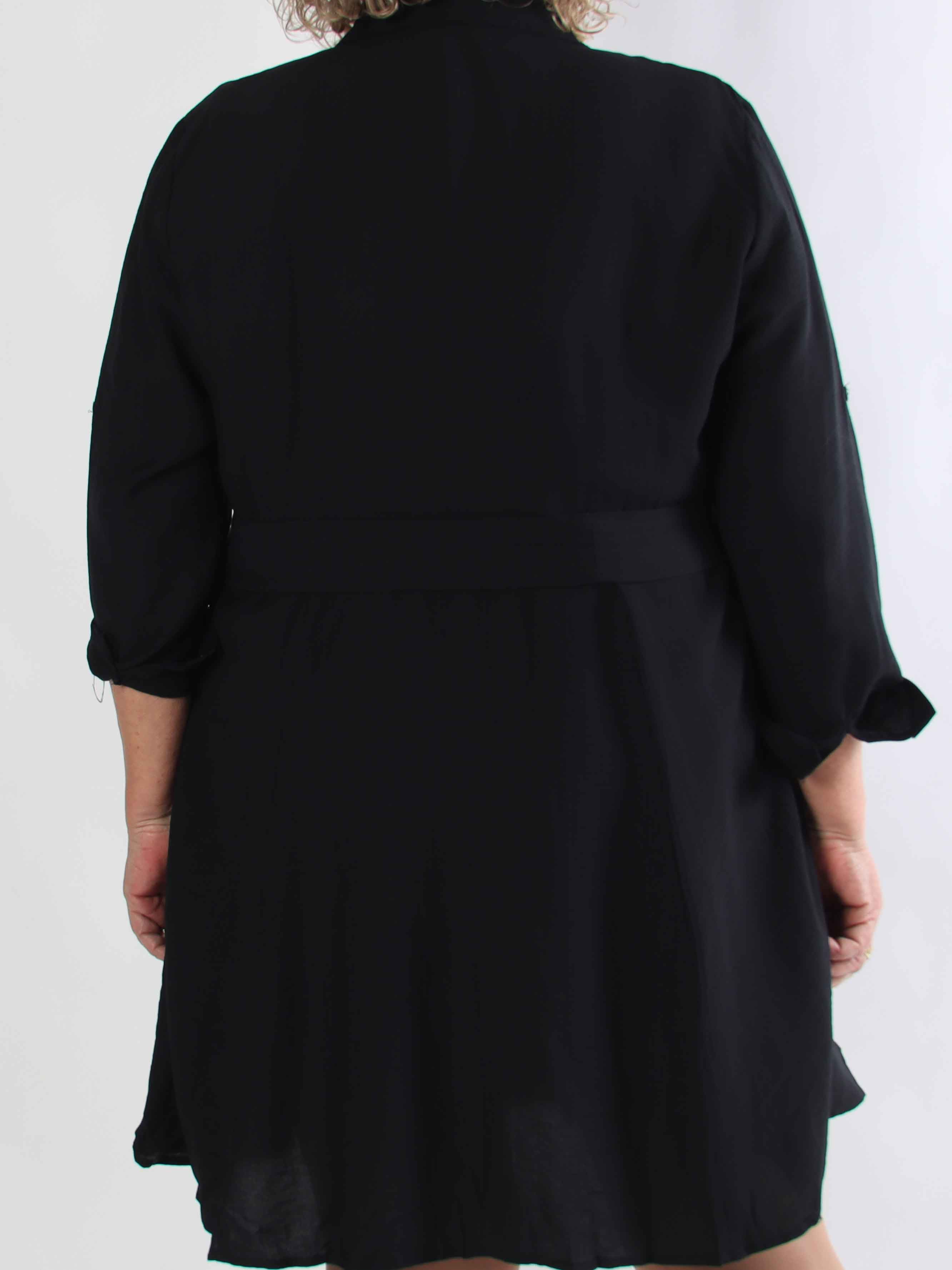 Roberta - Simpel skjortekjole i viskose med bånd i taljen